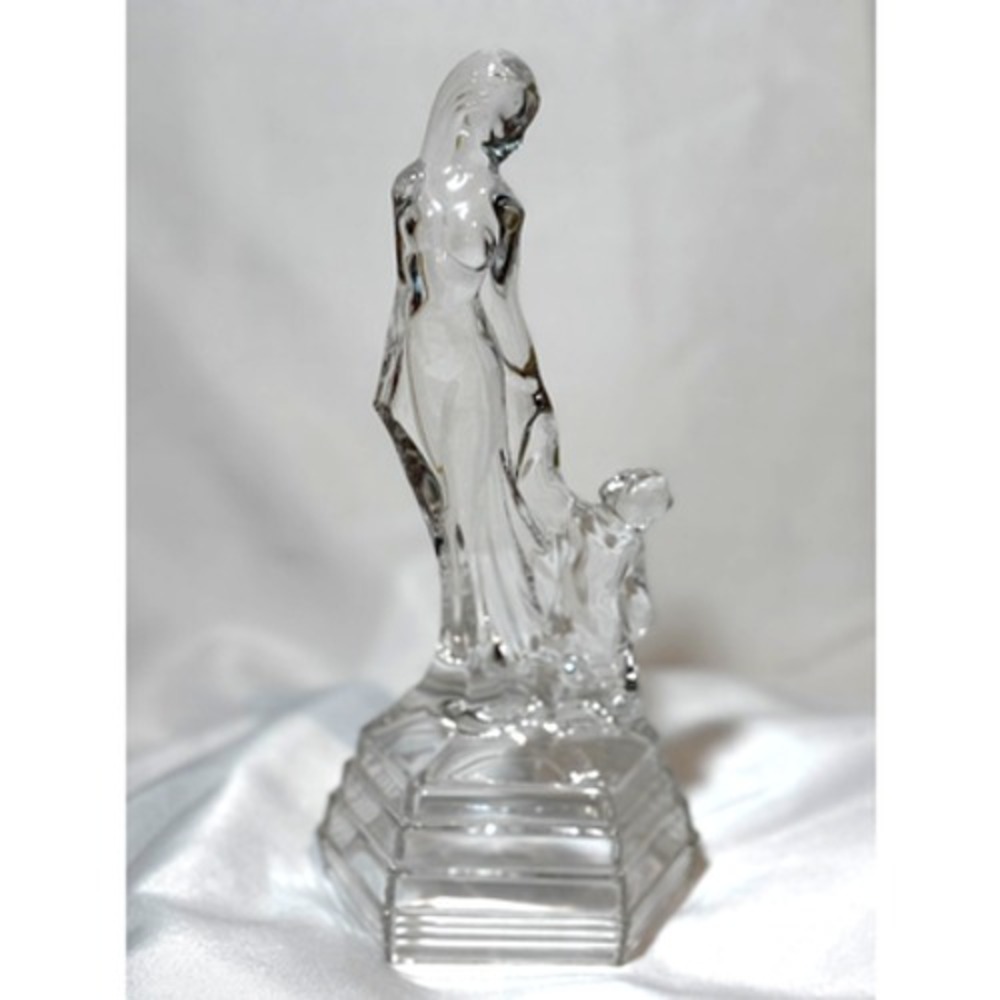 RCR Royal Crystal Rock Crystal Mother and Child Standing 10" Sculpture‎ Statue